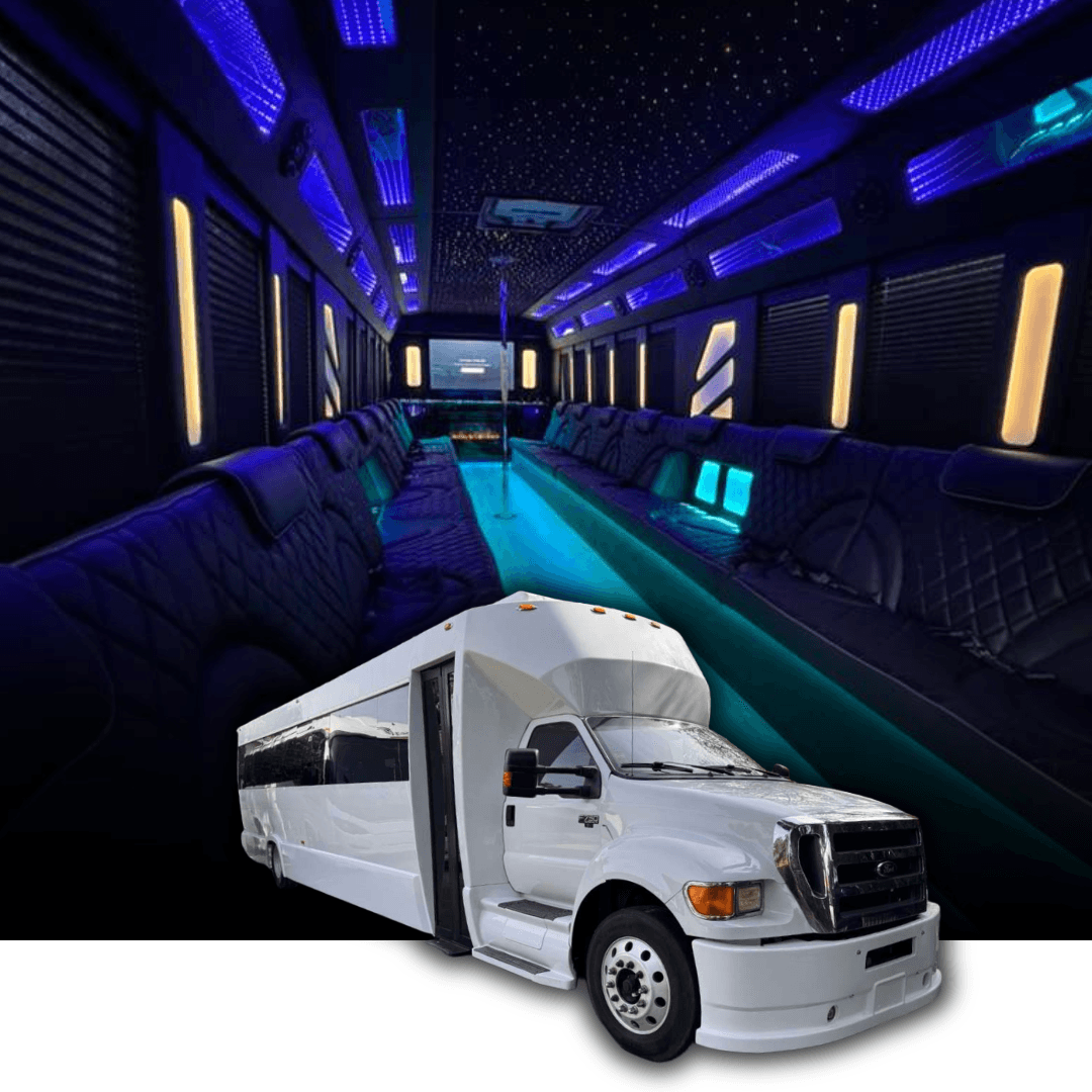 White 42-Passenger Party Bus