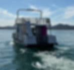 Luxury pontoon boat on lake