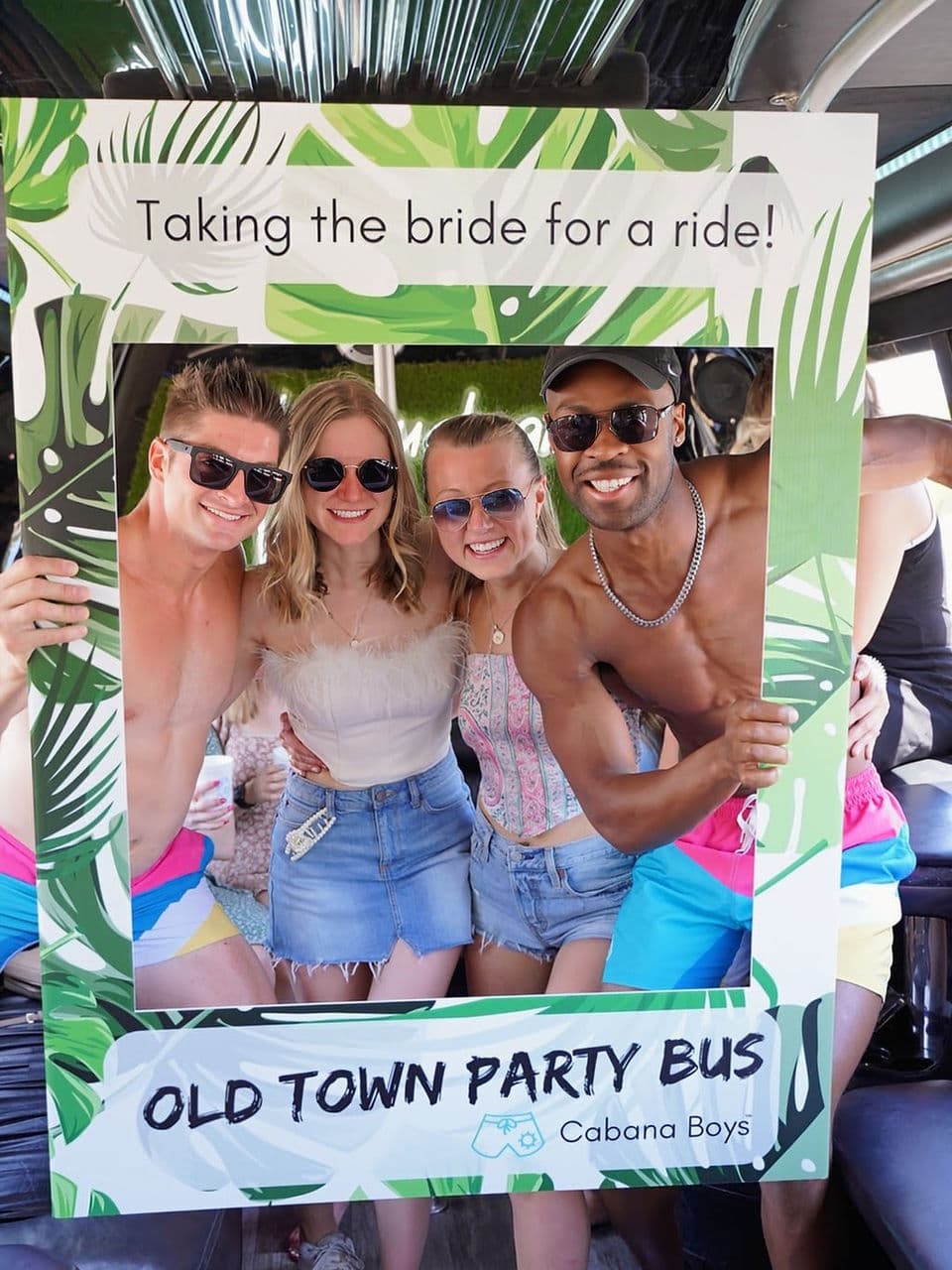 Friends on Old Town Party Bus: Taking the bride for a ride! Cabana Boys